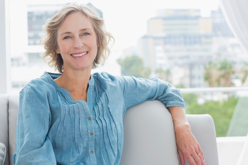 smiling woman dentures