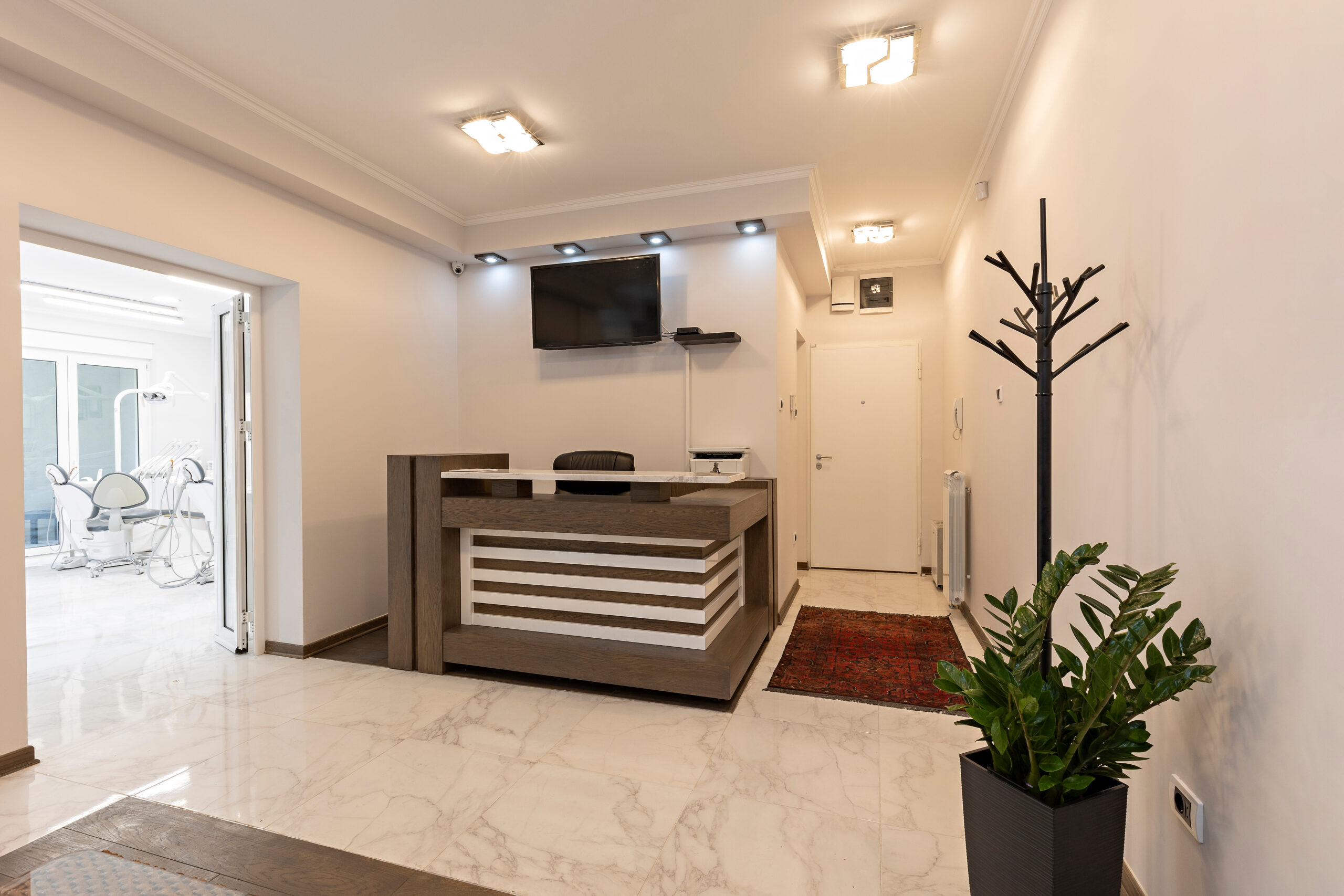 Reception desk with reception area